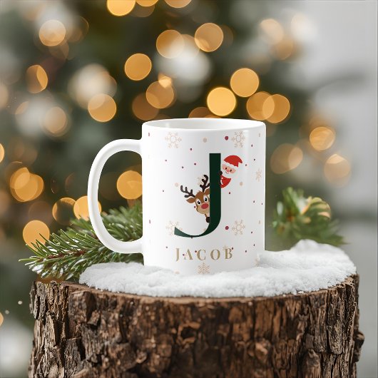 Personalisierter Weihnachtsmonogramm-J-Becher Kaffeetasse