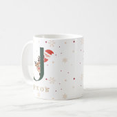 Personalisierter Weihnachtsmonogramm-J-Becher Kaffeetasse (Vorderseite Links)