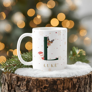 Personalisierter Weihnachtsmonogramm-L-Becher Kaffeetasse