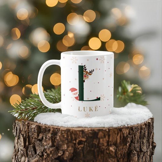 Personalisierter Weihnachtsmonogramm-L-Becher Kaffeetasse