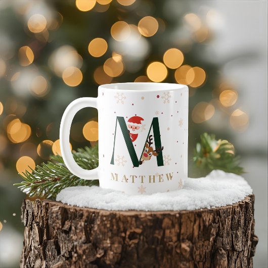 Personalisierter Weihnachtsmonogramm-M-Becher Kaffeetasse