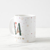 Personalisierter Weihnachtsmonogramm-M-Becher Kaffeetasse (Vorderseite Links)