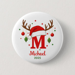 Personalisierter Weihnachtsmonogramm M Weihnachtsm Button