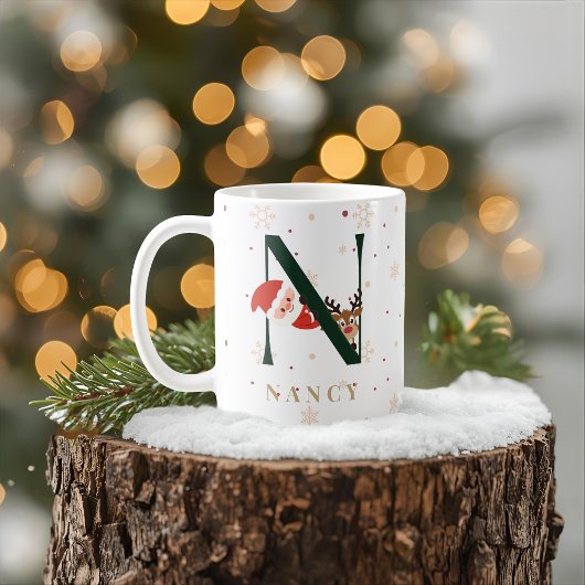 Personalisierter Weihnachtsmonogramm-N-Becher Kaffeetasse