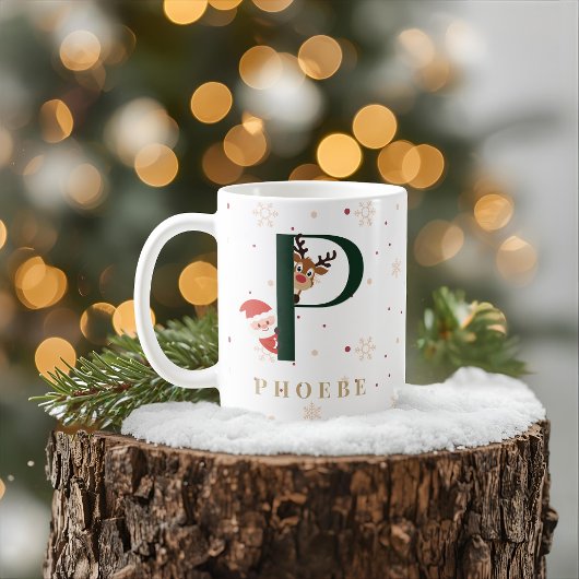 Personalisierter Weihnachtsmonogramm-P-Becher Kaffeetasse