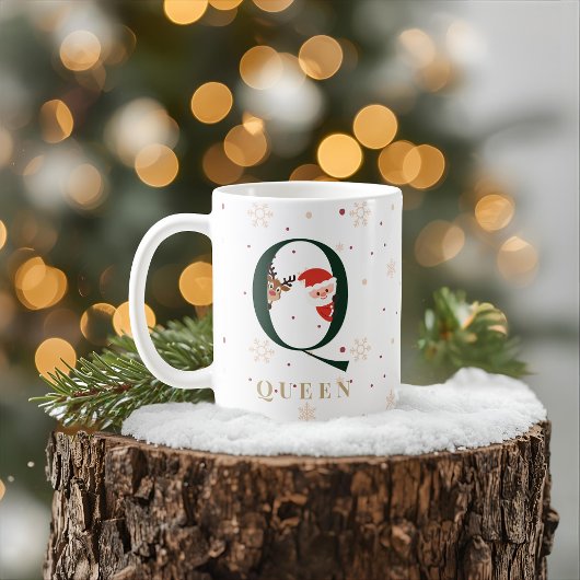 Personalisierter Weihnachtsmonogramm-Q-Becher Kaffeetasse