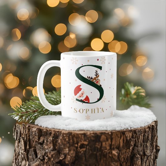 Personalisierter Weihnachtsmonogramm-S-Tasse Kaffeetasse