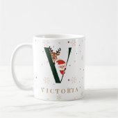 Personalisierter Weihnachtsmonogramm-V-Becher Kaffeetasse (Links)