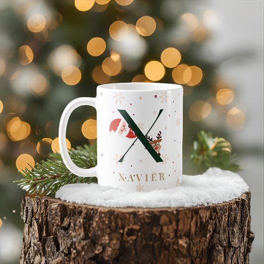 Personalisierter Weihnachtsmonogramm-X-Becher Kaffeetasse