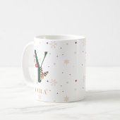 Personalisierter Weihnachtsmonogramm-Y-Becher Kaffeetasse (Vorderseite Links)