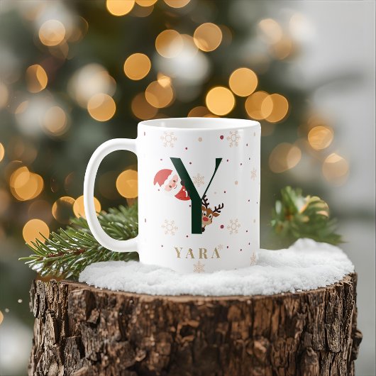 Personalisierter Weihnachtsmonogramm-Y-Becher Kaffeetasse