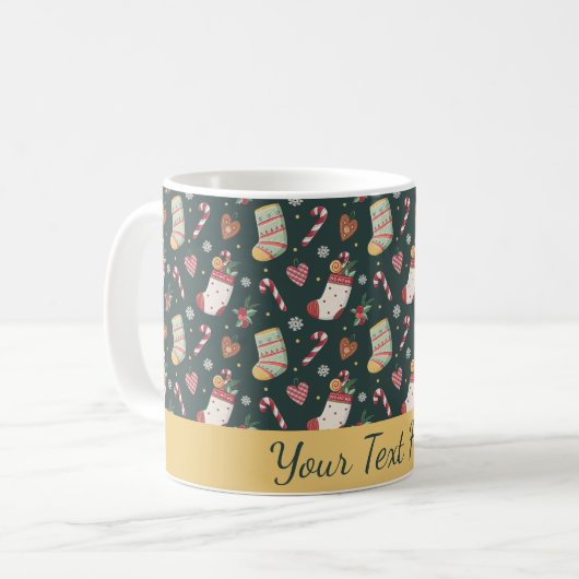 Personalisierter Weihnachtsmuffin mit Weihnachtspl Kaffeetasse (Vorderseite Links)