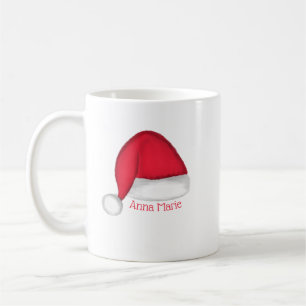 Personalisierter Weihnachtsmug mit Santa-Hut Kaffeetasse