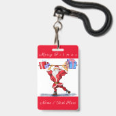 Personalisierter Weihnachtsname Abzeichen Weihnach Ausweis (Front with Lanyard)