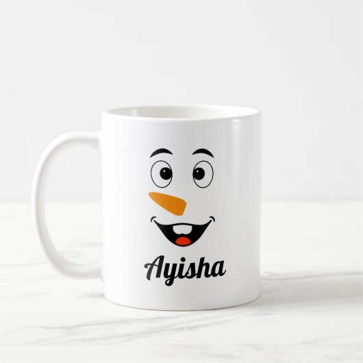 Personalisierter Weihnachtsname Tassen, Schneemann Kaffeetasse (Links)