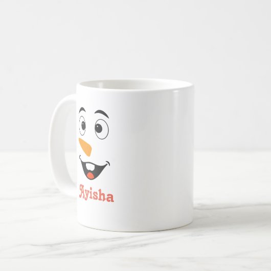 Personalisierter Weihnachtsname Tassen, Schneemann Kaffeetasse (Vorderseite Links)