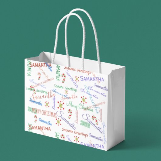 Personalisierter Weihnachtsname Wiederholung Große Geschenktüte