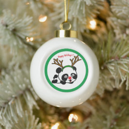 Personalisierter WeihnachtsPanda Keramik Kugel-Ornament