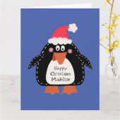 Personalisierter WeihnachtsPenguin Karte (Gelbe Blume)