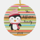 Personalisierter Weihnachtspenguin Keramik Ornament (Vorne)