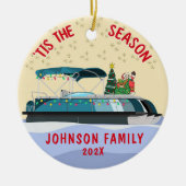Personalisierter WeihnachtsPontoon Keramik Ornament (Vorne)