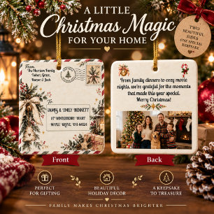 Personalisierter Weihnachtspostkarten-Stil Keramikornament