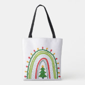 Personalisierter Weihnachtsregenbogen Rot und Grün Tasche (Rückseite)