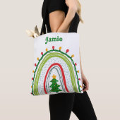 Personalisierter Weihnachtsregenbogen Rot und Grün Tasche (Von Nahem)