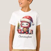 Personalisierter Weihnachtsroboter T-Shirt (Vorderseite)