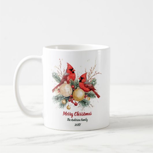 Personalisierter Weihnachtsroter Kardinal und Berr Kaffeetasse (Links)