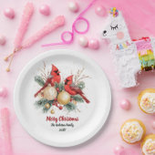 Personalisierter Weihnachtsroter Kardinal und Berr Pappteller (Party)