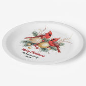 Personalisierter Weihnachtsroter Kardinal und Berr Pappteller (Schrägansicht)