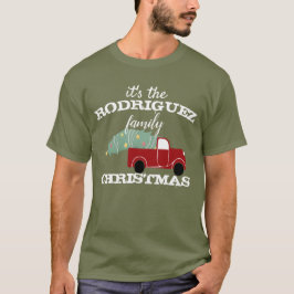 Personalisierter Weihnachtsroter Lkw und Baum T-Shirt