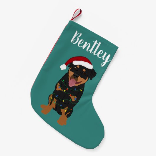 Personalisierter Weihnachtsrottweiler Kleiner Weihnachtsstrumpf (Vorderansicht (hängend))
