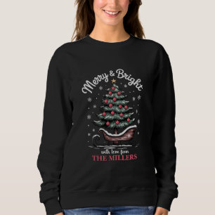 Personalisierter Weihnachtsschlittenbaum Froh und  Sweatshirt