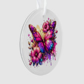 Personalisierter Weihnachtsschmetterling und Blume Ornament (Vorderseite)