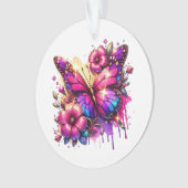 Personalisierter Weihnachtsschmetterling und Blume Ornament (Vorderseite)