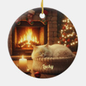 Personalisierter Weihnachtsschmuck Schlafende Katz (Hinten)