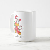 Personalisierter Weihnachtsschneemann Candy Cane K Kaffeetasse (Vorderseite Links)