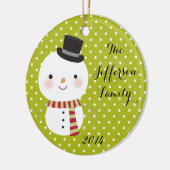 Personalisierter Weihnachtsschneemann für Familien Keramikornament (Links)