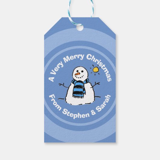 Personalisierter Weihnachtsschneemann Geschenkanhänger (Rückseite)