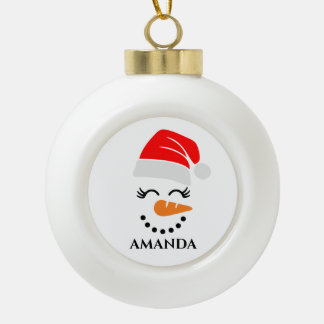 Personalisierter Weihnachtsschneemann mit individu Keramik Kugel-Ornament