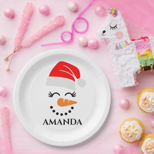 Personalisierter Weihnachtsschneemann mit individu Pappteller (Party)