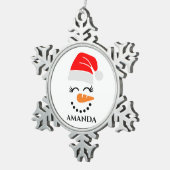 Personalisierter Weihnachtsschneemann mit individu Schneeflocken Zinn-Ornament (Rechts)