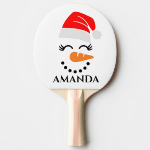 Personalisierter Weihnachtsschneemann mit individu Tischtennis Schläger