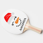 Personalisierter Weihnachtsschneemann mit individu Tischtennis Schläger (Seitenansicht)