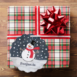 Personalisierter Weihnachtsschneemann Ornament Karte