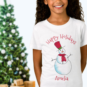 Personalisierter Weihnachtsschneemann T-Shirt