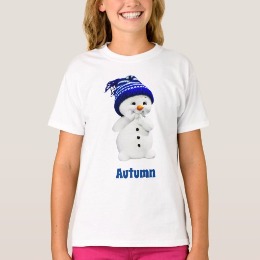Personalisierter Weihnachtsschneemann T-Shirt (Vorderseite)