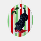 Personalisierter Weihnachtsschwarz-Labrador-Welpe Keramikornament (Rechts)